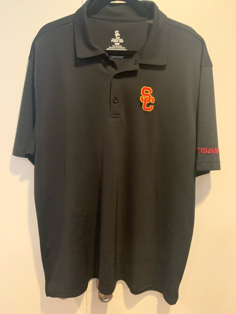 USC Black Short-Sleeve Polo with Red & Gold SC Chest Logo